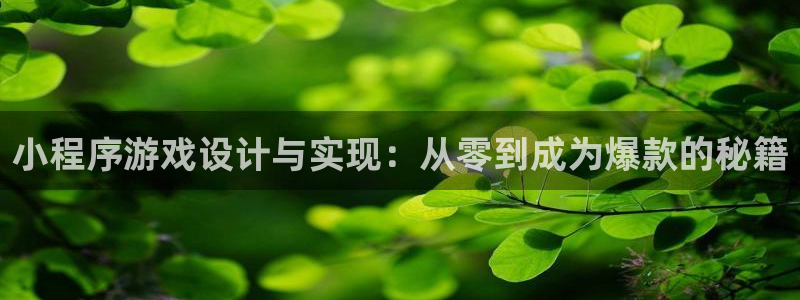 沐鸣2app：小程序游戏设计与实现：从零到成为爆款的秘籍