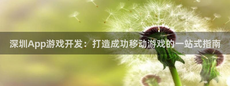 沐鸣2注册平台：深圳App游戏开发：打造成功移动游戏的一站式指南
